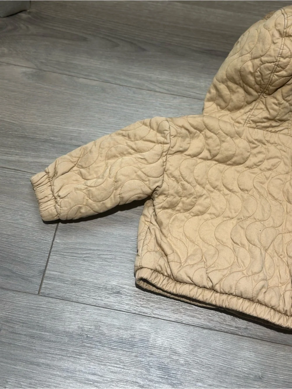 Old Navy Hooded Quilted Puffer Jacket in Tan Brown Beige